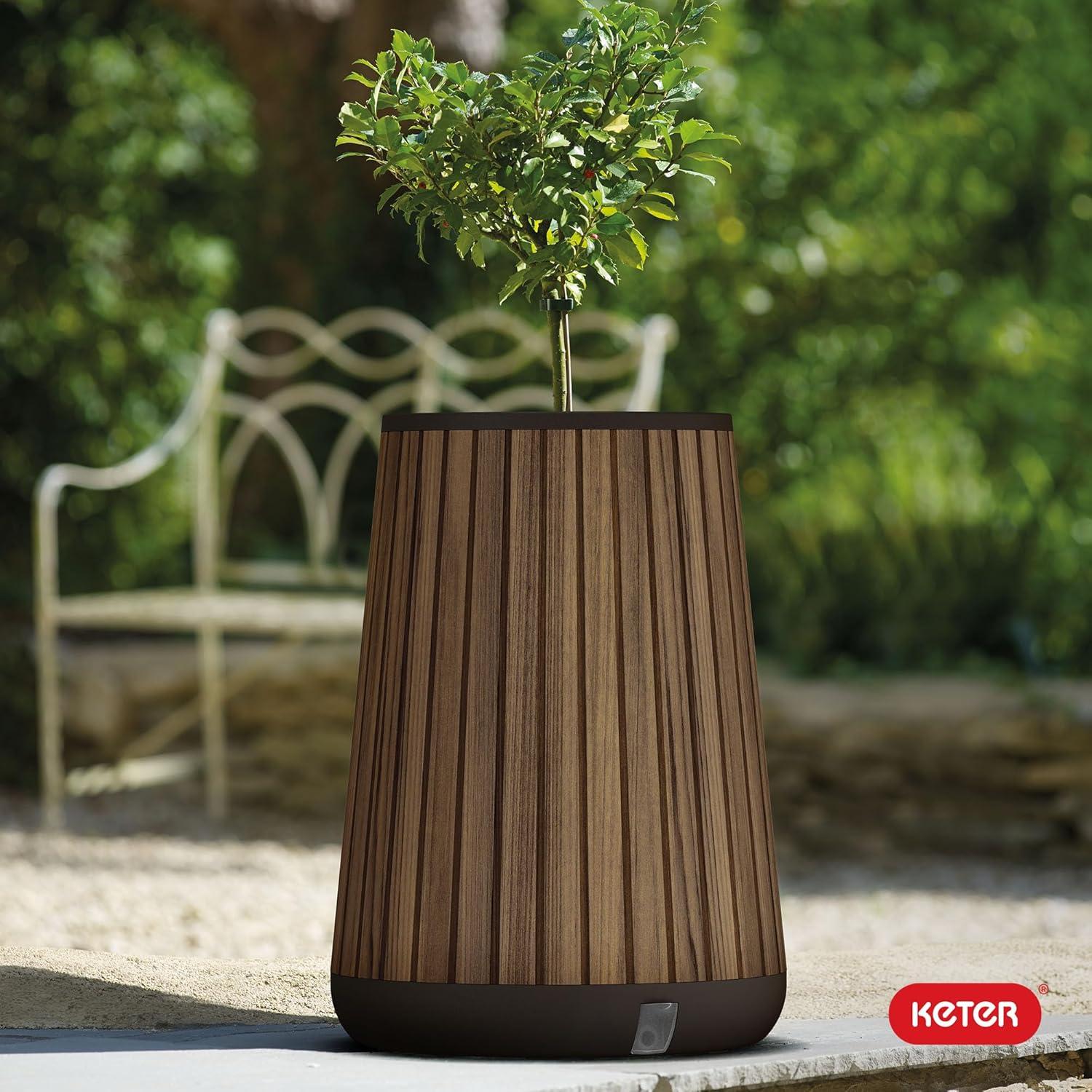 imageKeter Signature Conic 285 Inch Tall Round Large Wood Look Planter for Indoor or Outdoor Flower Pot Ideal for Patio Deck and Front Porch Decor RosewoodConic Tall