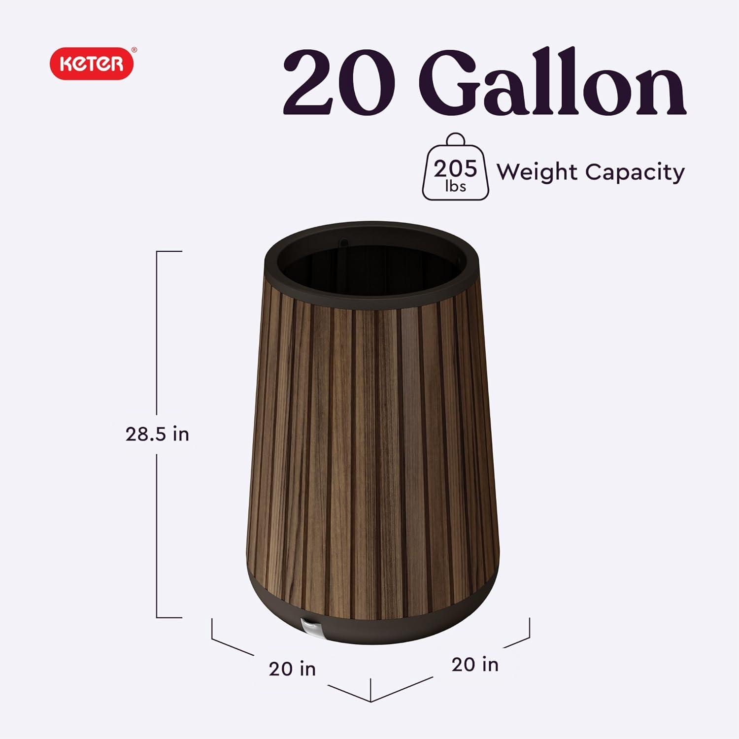 imageKeter Signature Conic 285 Inch Tall Round Large Wood Look Planter for Indoor or Outdoor Flower Pot Ideal for Patio Deck and Front Porch Decor RosewoodConic Tall