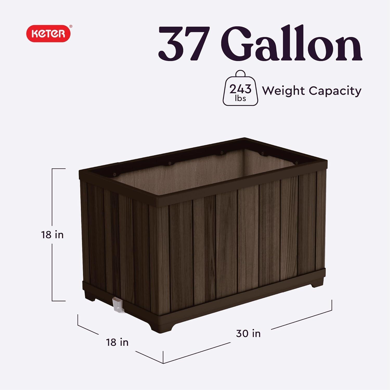 imageKeter Signature Conic 285 Inch Tall Round Large Wood Look Planter for Indoor or Outdoor Flower Pot Ideal for Patio Deck and Front Porch Decor RosewoodRectangle