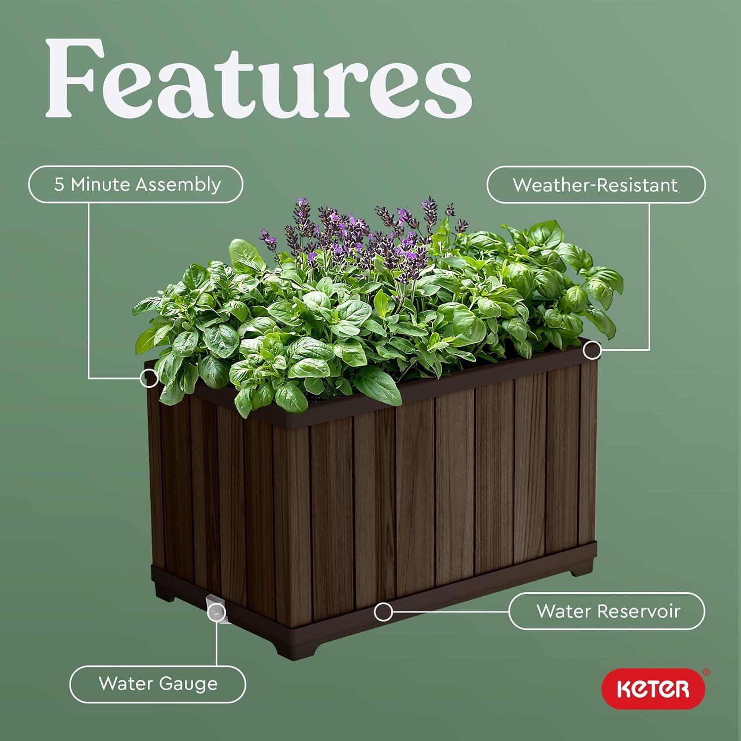 imageKeter Signature Conic 285 Inch Tall Round Large Wood Look Planter for Indoor or Outdoor Flower Pot Ideal for Patio Deck and Front Porch Decor RosewoodRectangle
