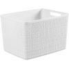 imageCurver Set of 6 Jute Medium Decorative Plastic Organization and Storage Baskets Perfect Bins for Home Office Closet Shelves Kitchen Pantry and All Bedroom Essentials WhiteWhite