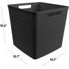 imageCurver Set of 6 Jute Medium Decorative Plastic Organization and Storage Baskets Perfect Bins for Home Office Closet Shelves Kitchen Pantry and All Bedroom Essentials WhiteBlack