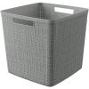 imageCurver Set of 6 Jute Medium Decorative Plastic Organization and Storage Baskets Perfect Bins for Home Office Closet Shelves Kitchen Pantry and All Bedroom Essentials WhiteGrey