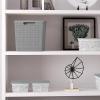 imageCurver Set of 6 Jute Medium Decorative Plastic Organization and Storage Baskets Perfect Bins for Home Office Closet Shelves Kitchen Pantry and All Bedroom Essentials WhiteGrey