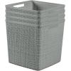 imageCurver Set of 6 Jute Medium Decorative Plastic Organization and Storage Baskets Perfect Bins for Home Office Closet Shelves Kitchen Pantry and All Bedroom Essentials WhiteGrey