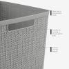 imageCurver Set of 6 Jute Medium Decorative Plastic Organization and Storage Baskets Perfect Bins for Home Office Closet Shelves Kitchen Pantry and All Bedroom Essentials WhiteGrey