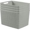 imageCurver Set of 6 Jute Medium Decorative Plastic Organization and Storage Baskets Perfect Bins for Home Office Closet Shelves Kitchen Pantry and All Bedroom Essentials WhiteGrey