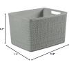 imageCurver Set of 6 Jute Medium Decorative Plastic Organization and Storage Baskets Perfect Bins for Home Office Closet Shelves Kitchen Pantry and All Bedroom Essentials WhiteGrey