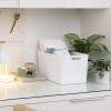 imageCurver Set of 6 Jute Medium Decorative Plastic Organization and Storage Baskets Perfect Bins for Home Office Closet Shelves Kitchen Pantry and All Bedroom Essentials WhiteWhite