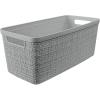 imageCurver Set of 6 Jute Medium Decorative Plastic Organization and Storage Baskets Perfect Bins for Home Office Closet Shelves Kitchen Pantry and All Bedroom Essentials WhiteGrey