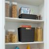 imageCurver Set of 6 Jute Medium Decorative Plastic Organization and Storage Baskets Perfect Bins for Home Office Closet Shelves Kitchen Pantry and All Bedroom Essentials WhiteBlack