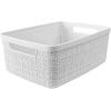 imageCurver Set of 6 Jute Medium Decorative Plastic Organization and Storage Baskets Perfect Bins for Home Office Closet Shelves Kitchen Pantry and All Bedroom Essentials WhiteWhite