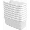 imageCurver Set of 6 Jute Medium Decorative Plastic Organization and Storage Baskets Perfect Bins for Home Office Closet Shelves Kitchen Pantry and All Bedroom Essentials WhiteWhite