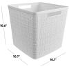 imageCurver Set of 6 Jute Medium Decorative Plastic Organization and Storage Baskets Perfect Bins for Home Office Closet Shelves Kitchen Pantry and All Bedroom Essentials WhiteWhite