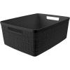 imageCurver Set of 6 Jute Medium Decorative Plastic Organization and Storage Baskets Perfect Bins for Home Office Closet Shelves Kitchen Pantry and All Bedroom Essentials WhiteBlack