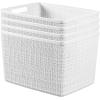 imageCurver Set of 6 Jute Medium Decorative Plastic Organization and Storage Baskets Perfect Bins for Home Office Closet Shelves Kitchen Pantry and All Bedroom Essentials WhiteWhite