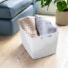imageCurver Set of 6 Jute Medium Decorative Plastic Organization and Storage Baskets Perfect Bins for Home Office Closet Shelves Kitchen Pantry and All Bedroom Essentials WhiteWhite