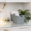 imageCurver Set of 6 Jute Medium Decorative Plastic Organization and Storage Baskets Perfect Bins for Home Office Closet Shelves Kitchen Pantry and All Bedroom Essentials WhiteGrey