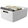 imageCurver Set of 6 Jute Medium Decorative Plastic Organization and Storage Baskets Perfect Bins for Home Office Closet Shelves Kitchen Pantry and All Bedroom Essentials WhiteWhite