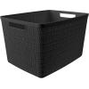 imageCurver Set of 6 Jute Medium Decorative Plastic Organization and Storage Baskets Perfect Bins for Home Office Closet Shelves Kitchen Pantry and All Bedroom Essentials WhiteBlack