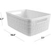 imageCurver Set of 6 Jute Medium Decorative Plastic Organization and Storage Baskets Perfect Bins for Home Office Closet Shelves Kitchen Pantry and All Bedroom Essentials WhiteWhite