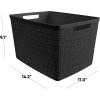 imageCurver Set of 6 Jute Medium Decorative Plastic Organization and Storage Baskets Perfect Bins for Home Office Closet Shelves Kitchen Pantry and All Bedroom Essentials WhiteBlack