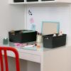 imageCurver Set of 6 Jute Medium Decorative Plastic Organization and Storage Baskets Perfect Bins for Home Office Closet Shelves Kitchen Pantry and All Bedroom Essentials WhiteBlack