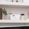 imageCurver Set of 6 Jute Medium Decorative Plastic Organization and Storage Baskets Perfect Bins for Home Office Closet Shelves Kitchen Pantry and All Bedroom Essentials WhiteWhite
