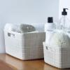 imageCurver Set of 6 Jute Medium Decorative Plastic Organization and Storage Baskets Perfect Bins for Home Office Closet Shelves Kitchen Pantry and All Bedroom Essentials WhiteWhite