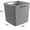 imageCurver Set of 6 Jute Medium Decorative Plastic Organization and Storage Baskets Perfect Bins for Home Office Closet Shelves Kitchen Pantry and All Bedroom Essentials WhiteGrey