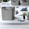 imageCurver Set of 6 Jute Medium Decorative Plastic Organization and Storage Baskets Perfect Bins for Home Office Closet Shelves Kitchen Pantry and All Bedroom Essentials WhiteGrey
