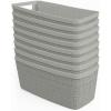 imageCurver Set of 6 Jute Medium Decorative Plastic Organization and Storage Baskets Perfect Bins for Home Office Closet Shelves Kitchen Pantry and All Bedroom Essentials WhiteGrey