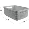 imageCurver Set of 6 Jute Medium Decorative Plastic Organization and Storage Baskets Perfect Bins for Home Office Closet Shelves Kitchen Pantry and All Bedroom Essentials WhiteGrey