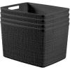 imageCurver Set of 6 Jute Medium Decorative Plastic Organization and Storage Baskets Perfect Bins for Home Office Closet Shelves Kitchen Pantry and All Bedroom Essentials WhiteBlack