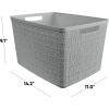 imageCurver Set of 6 Jute Medium Decorative Plastic Organization and Storage Baskets Perfect Bins for Home Office Closet Shelves Kitchen Pantry and All Bedroom Essentials WhiteGrey