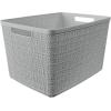 imageCurver Set of 6 Jute Medium Decorative Plastic Organization and Storage Baskets Perfect Bins for Home Office Closet Shelves Kitchen Pantry and All Bedroom Essentials WhiteGrey