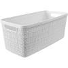 imageCurver Set of 6 Jute Medium Decorative Plastic Organization and Storage Baskets Perfect Bins for Home Office Closet Shelves Kitchen Pantry and All Bedroom Essentials WhiteWhite