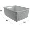 imageCurver Set of 6 Jute Medium Decorative Plastic Organization and Storage Baskets Perfect Bins for Home Office Closet Shelves Kitchen Pantry and All Bedroom Essentials WhiteGrey