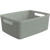 imageCurver Set of 6 Jute Medium Decorative Plastic Organization and Storage Baskets Perfect Bins for Home Office Closet Shelves Kitchen Pantry and All Bedroom Essentials WhiteGrey
