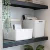 imageCurver Set of 6 Jute Medium Decorative Plastic Organization and Storage Baskets Perfect Bins for Home Office Closet Shelves Kitchen Pantry and All Bedroom Essentials WhiteWhite