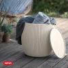 imageKETER Urban Knit Pouf Ottoman Set of 2 with Storage Table for Patio and Room DcorPerfect for Balcony Deck and Outdoor Seating Cream ampamp TaupeCream  Taupe