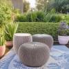 imageKETER Urban Knit Pouf Ottoman Set of 2 with Storage Table for Patio and Room DcorPerfect for Balcony Deck and Outdoor Seating Cream ampamp TaupeGrey  White