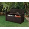 imageKeter 60 Gallon Storage Bench Deck Box for Patio Furniture Front Porch Decor and Outdoor Seating  Perfect to Store Garden Tools