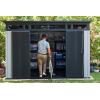 imageKeter Artisan 11x7 Modern Resin Outdoor Storage Shed KitPerfect to Store Patio Furniture Garden Tools Bike Accessories Beach Chairs and Lawn Mower Grey ampamp Black