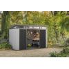 imageKeter Artisan 11x7 Modern Resin Outdoor Storage Shed KitPerfect to Store Patio Furniture Garden Tools Bike Accessories Beach Chairs and Lawn Mower Grey ampamp Black