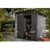 imageKeter Artisan 9x7 Foot Large Outdoor Shed with Floor with Modern Design for Patio Furniture Lawn Mower Tools and Bike Storage feet GreyBlack7x7