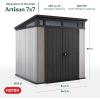 imageKeter Artisan 9x7 Foot Large Outdoor Shed with Floor with Modern Design for Patio Furniture Lawn Mower Tools and Bike Storage feet GreyBlack7x7