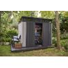 imageKeter Artisan 9x7 Foot Large Outdoor Shed with Floor with Modern Design for Patio Furniture Lawn Mower Tools and Bike Storage feet GreyBlack9x7