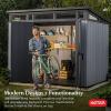 imageKeter Artisan 9x7 Foot Large Outdoor Shed with Floor with Modern Design for Patio Furniture Lawn Mower Tools and Bike Storage feet GreyBlack9x7