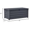 imageKeter Brightwood 120 Gallon Resin Large Deck Box for Patio Garden Outdoor Cushion Storage Pool Accessories Tools Grey